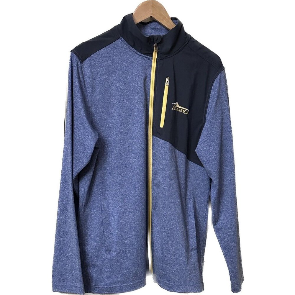 Alaska Cruise Wear Zip Up‎ Sweatshirt Casual Blue Navy Yellow Men's Size M